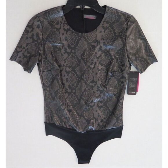 Commando BDS018 SN40 Women's Sz M Gray Snake Print Faux Leather Bodysuit $108+ - Picture 1 of 12